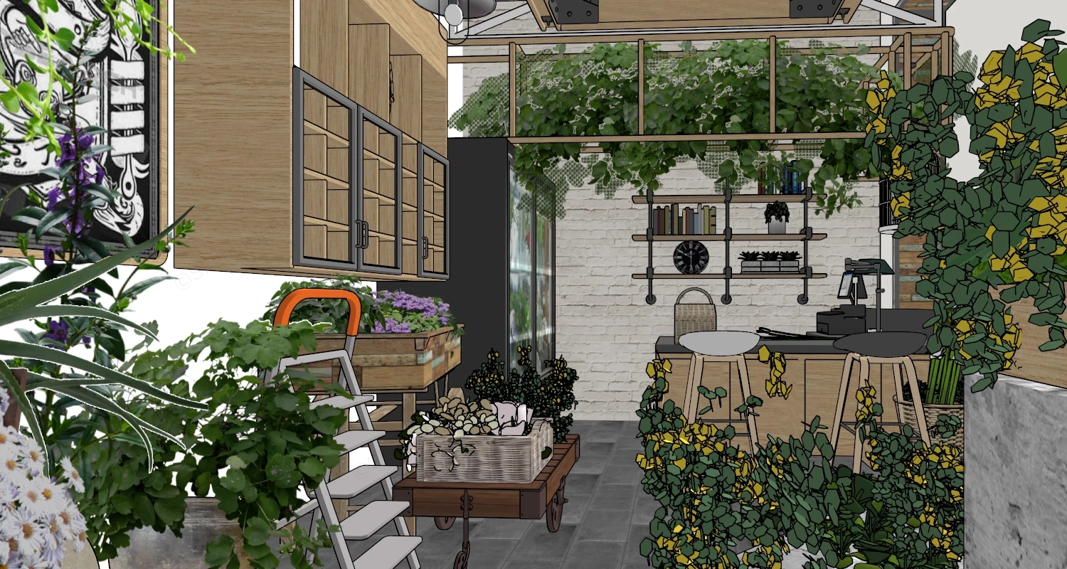 Florist Flower Shop sketchup model preview - SketchupBox