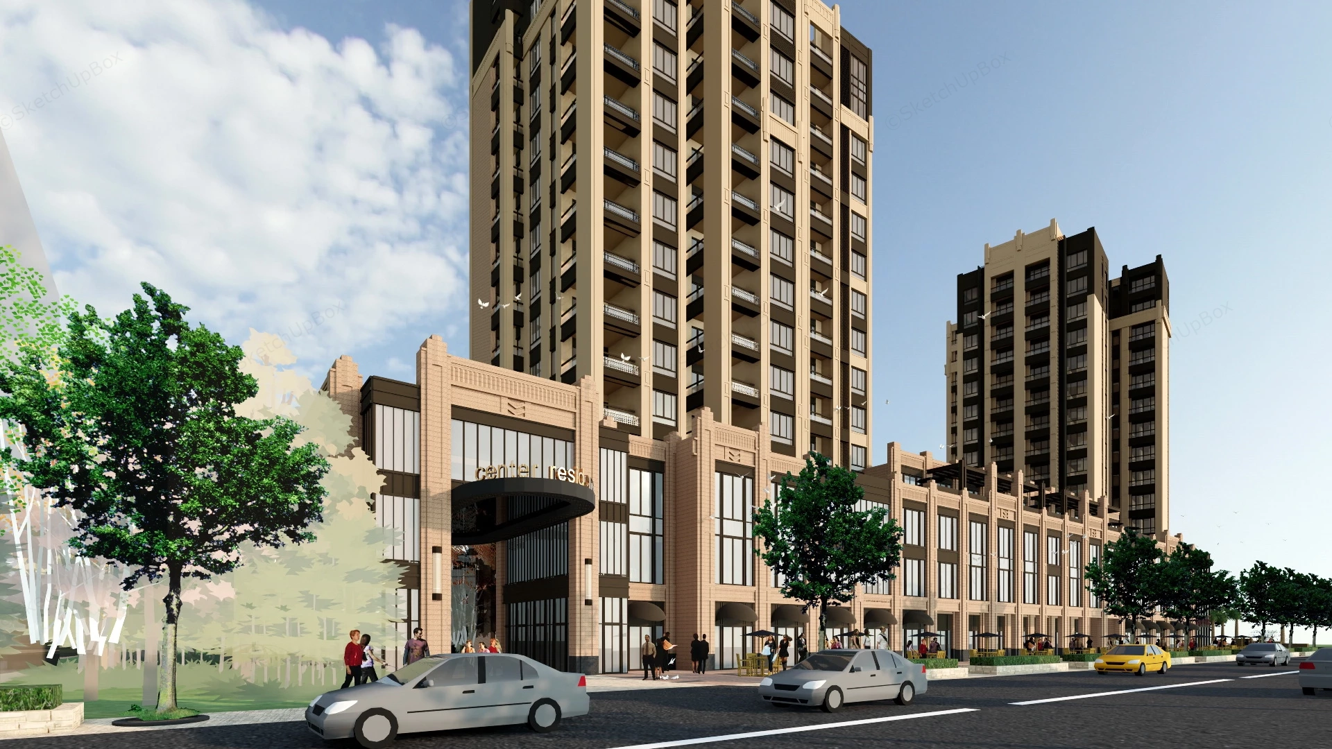 Mixed Use Apartment And Retail Complex sketchup model preview - SketchupBox