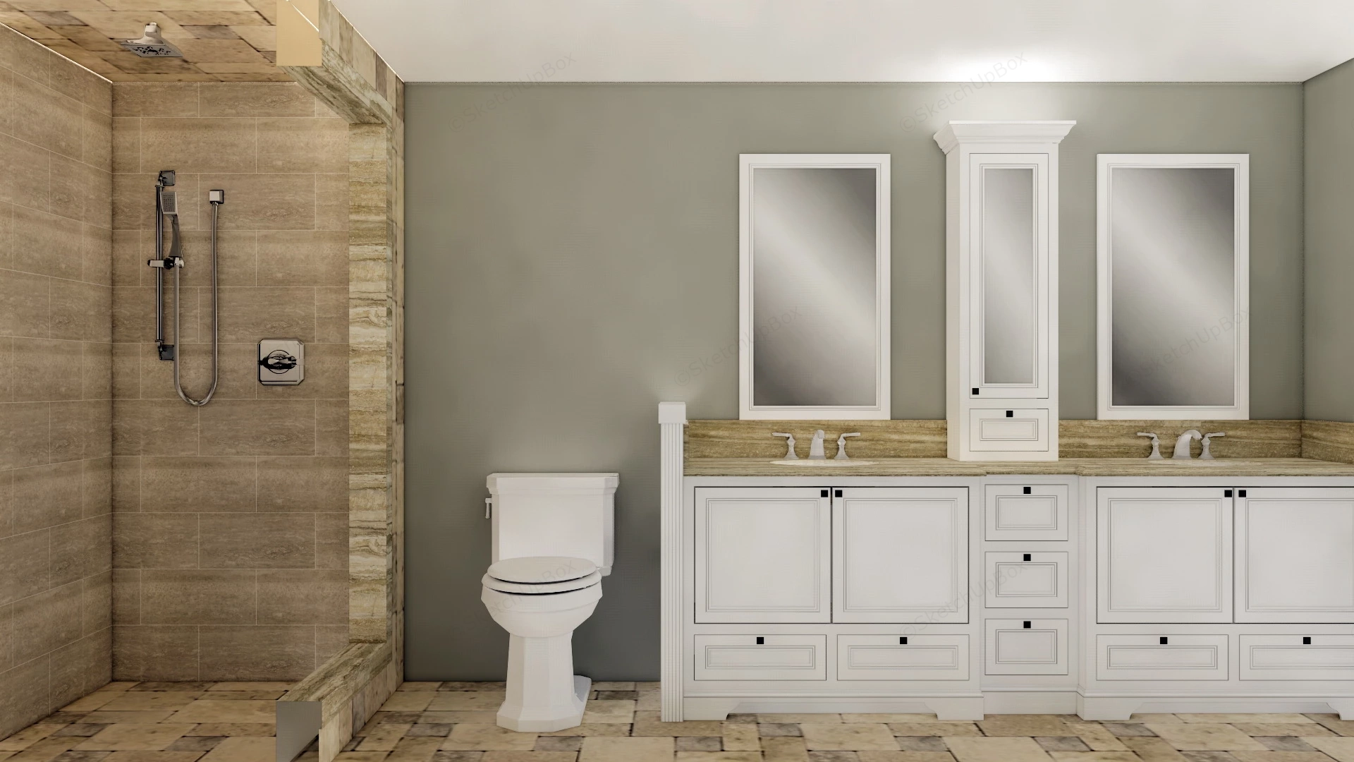 Traditional Bathroom sketchup model preview - SketchupBox