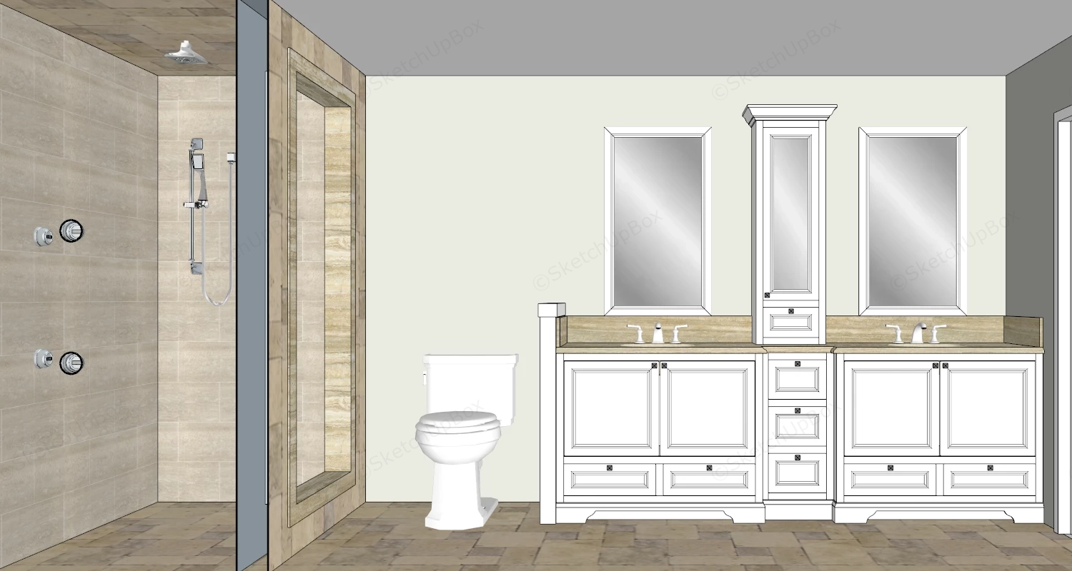 Traditional Bathroom sketchup model preview - SketchupBox