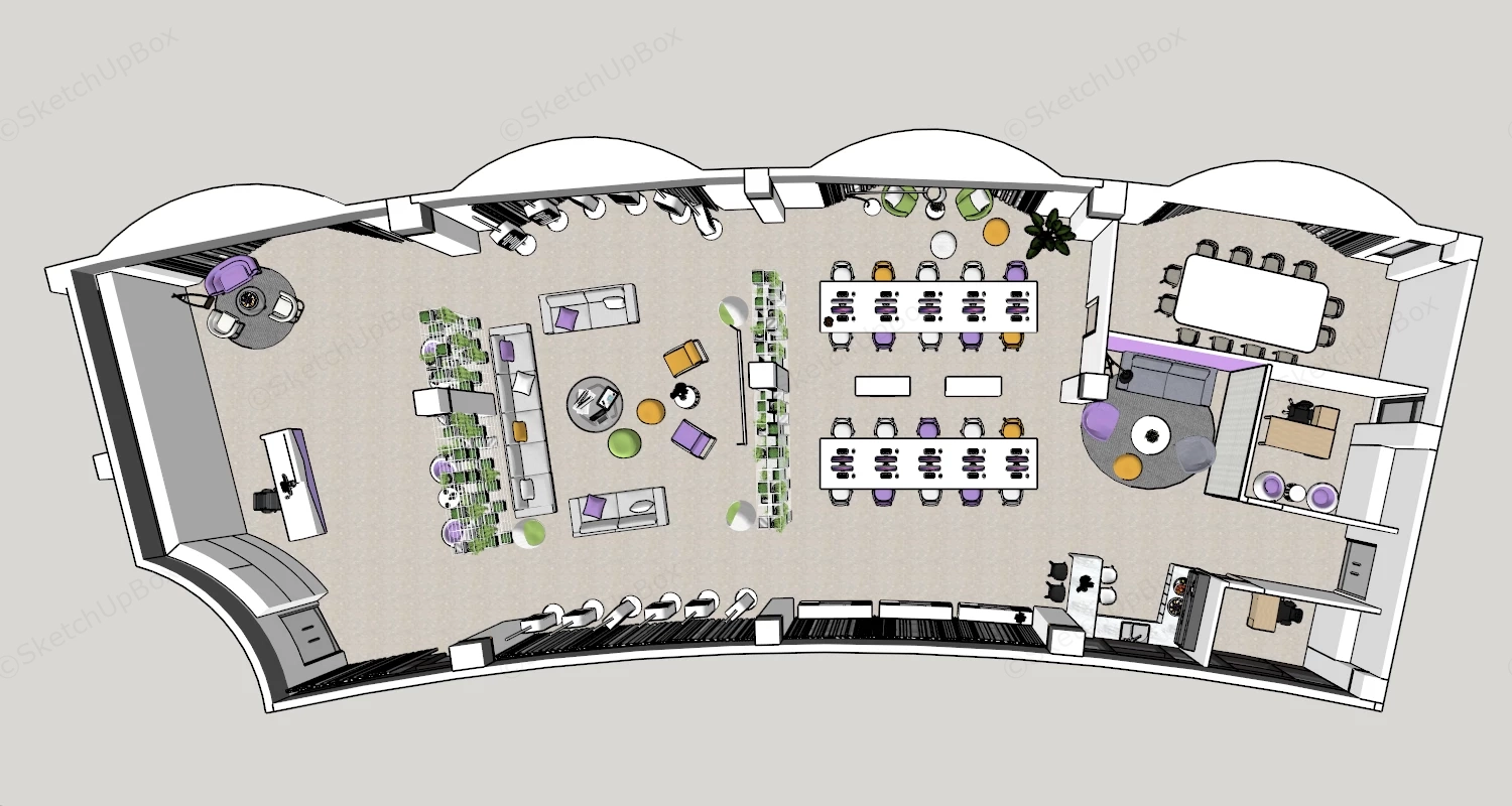 Creative Office Space Design sketchup model preview - SketchupBox