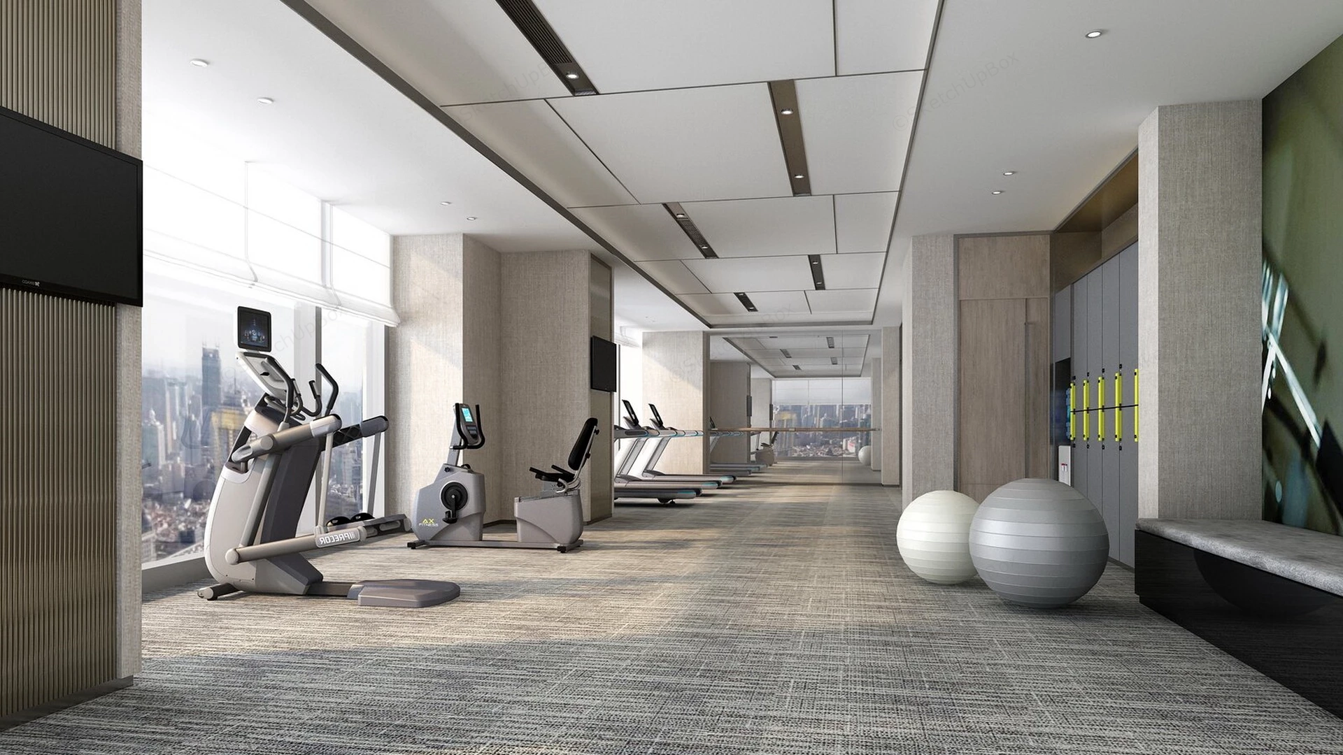 Office Gym Room sketchup model preview - SketchupBox