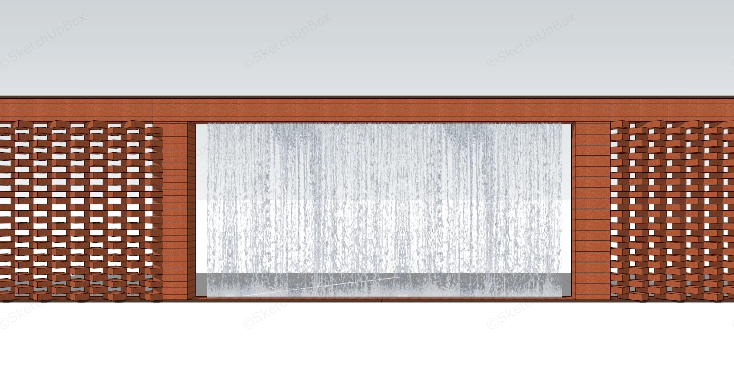 Red Brick Waterfall Wall sketchup model preview - SketchupBox