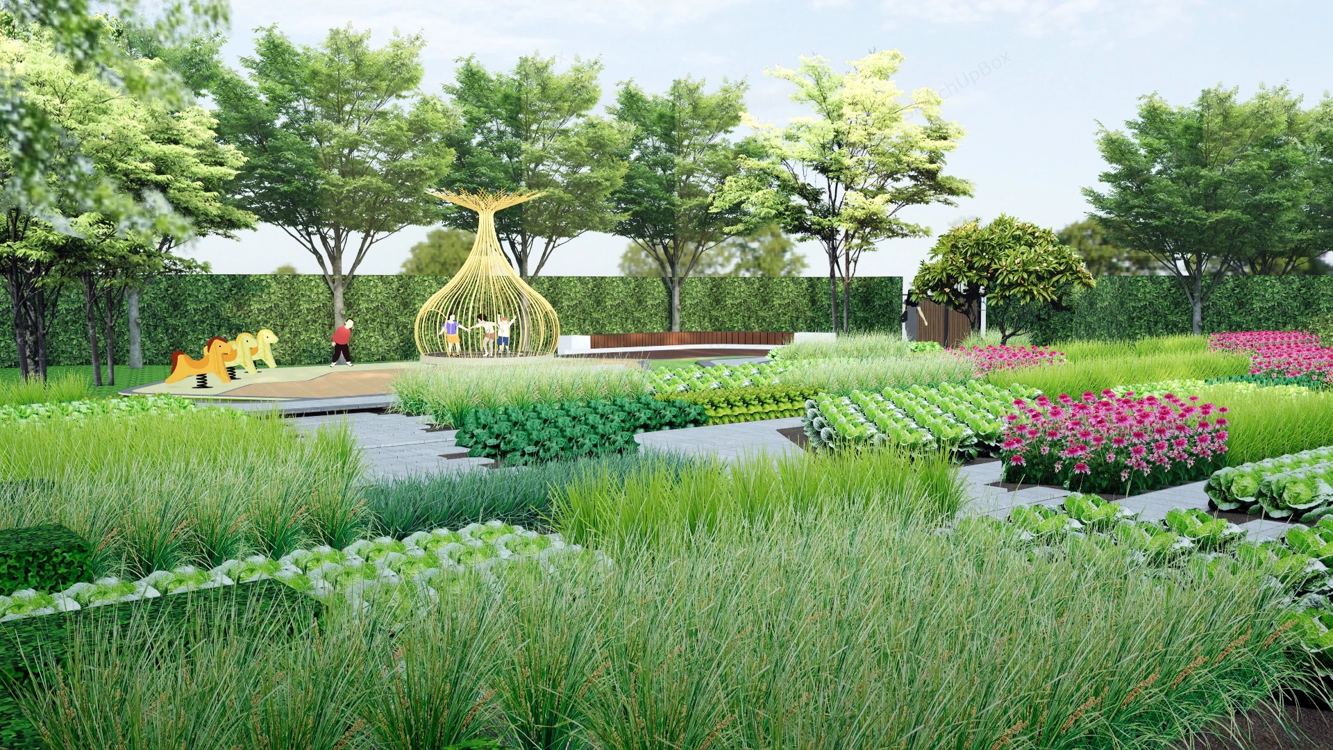Community Vegetable Garden sketchup model preview - SketchupBox