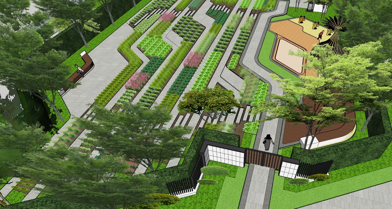 Community Vegetable Garden sketchup model preview - SketchupBox