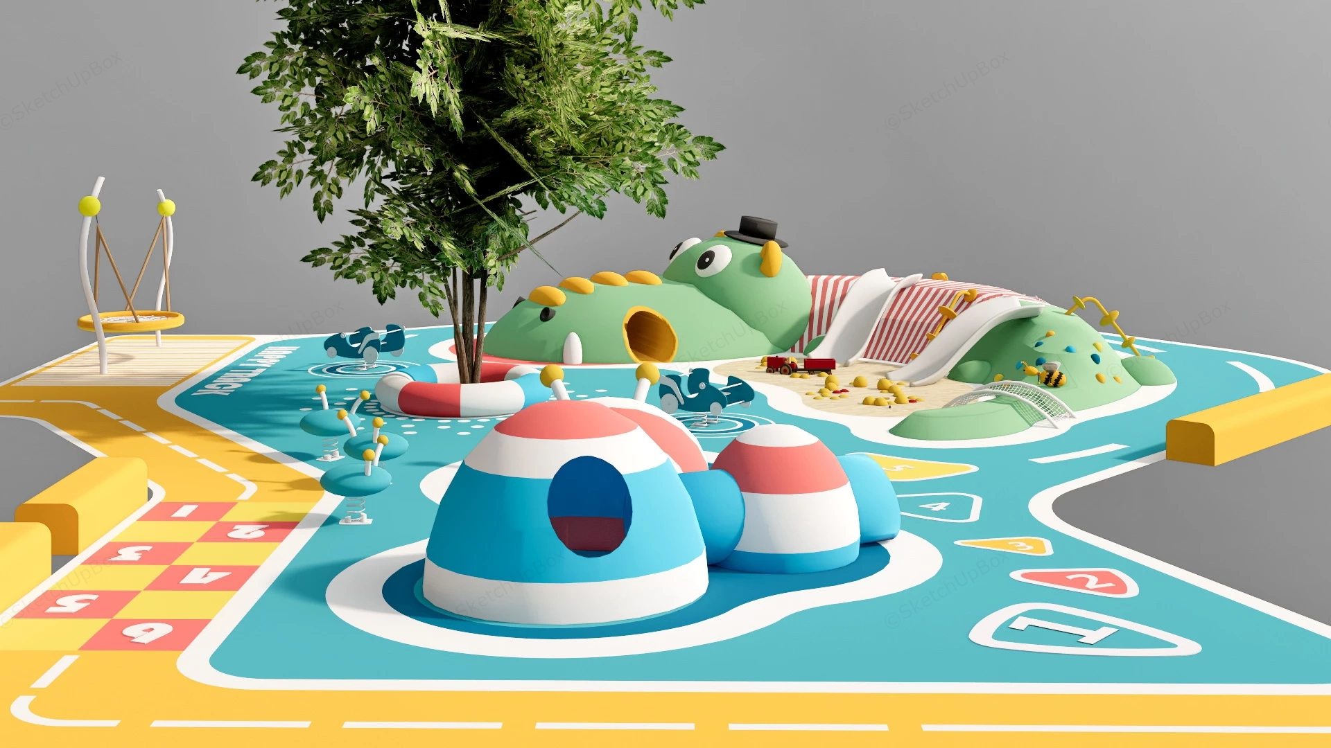 Crocodile Themed Playground sketchup model preview - SketchupBox