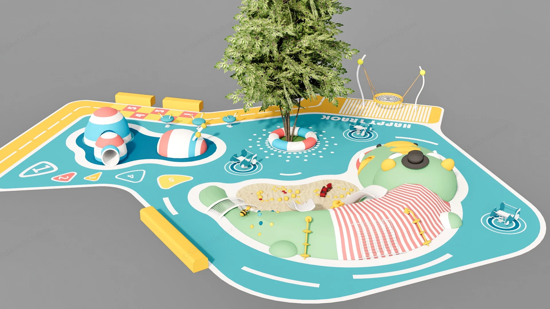 Crocodile Themed Playground sketchup model preview - SketchupBox