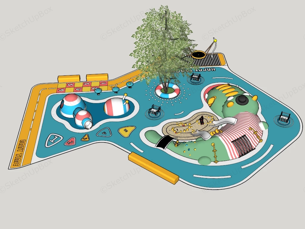 Crocodile Themed Playground sketchup model preview - SketchupBox