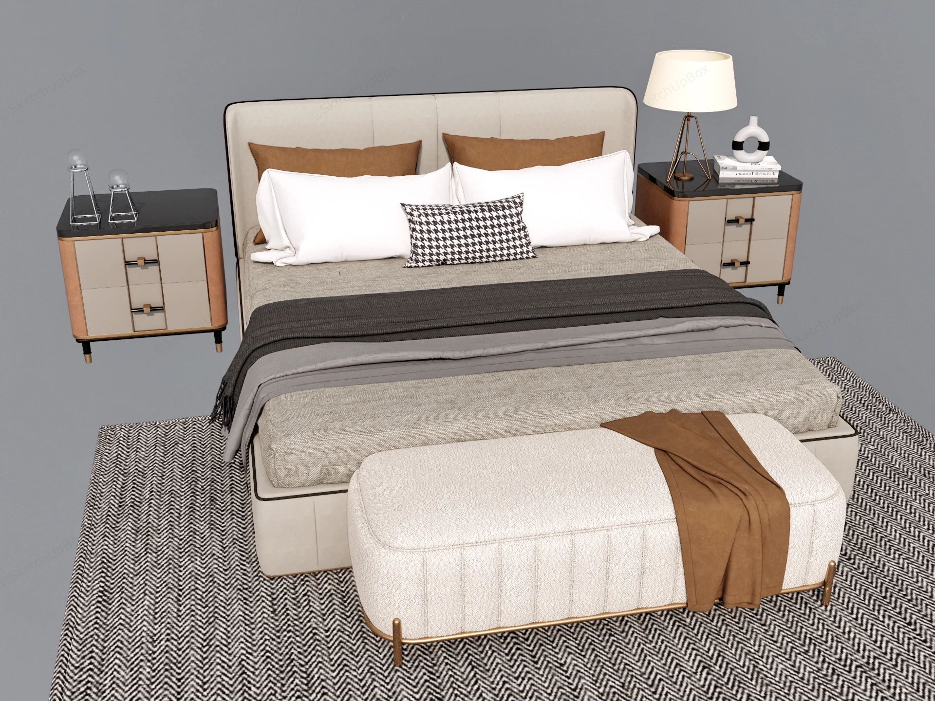 Luxury Modern Bedroom Furniture Set sketchup model preview - SketchupBox