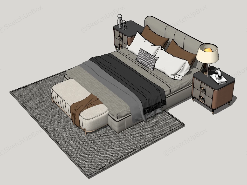 Luxury Modern Bedroom Furniture Set sketchup model preview - SketchupBox