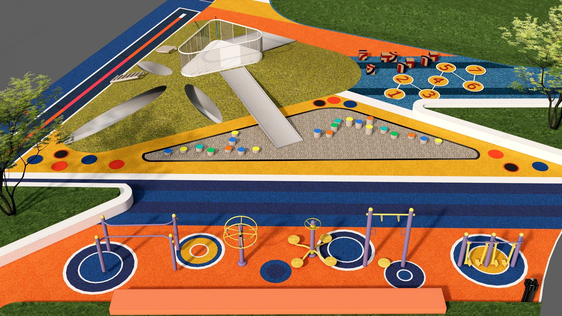 Neighborhood Playground Equipment sketchup model preview - SketchupBox