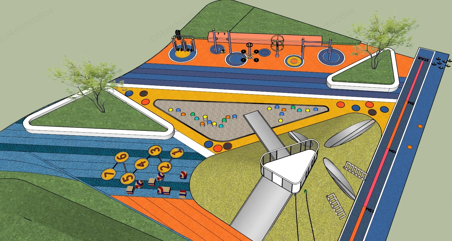 Neighborhood Playground Equipment sketchup model preview - SketchupBox