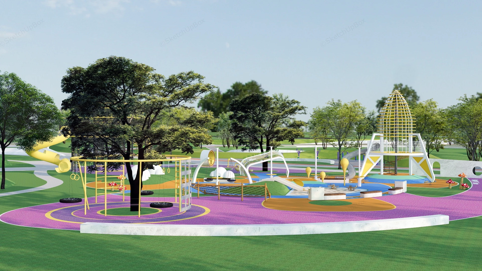 Neighborhood Park Plan sketchup model preview - SketchupBox