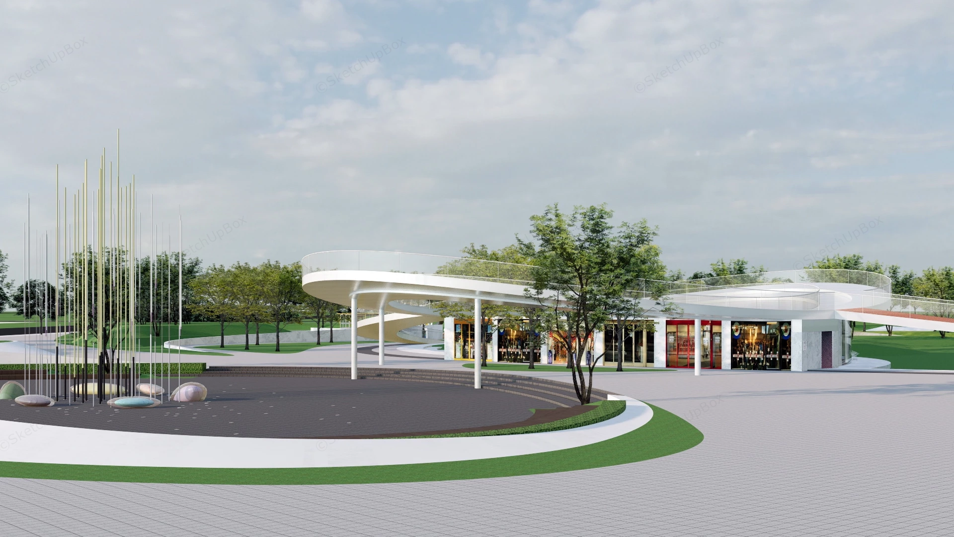 Neighborhood Park Plan sketchup model preview - SketchupBox