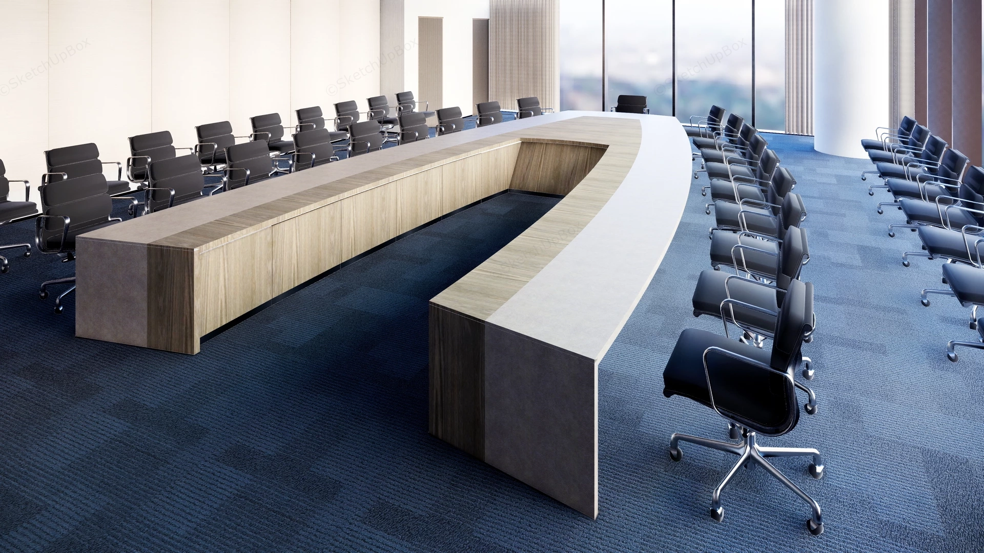 V Shaped Conference Room sketchup model preview - SketchupBox