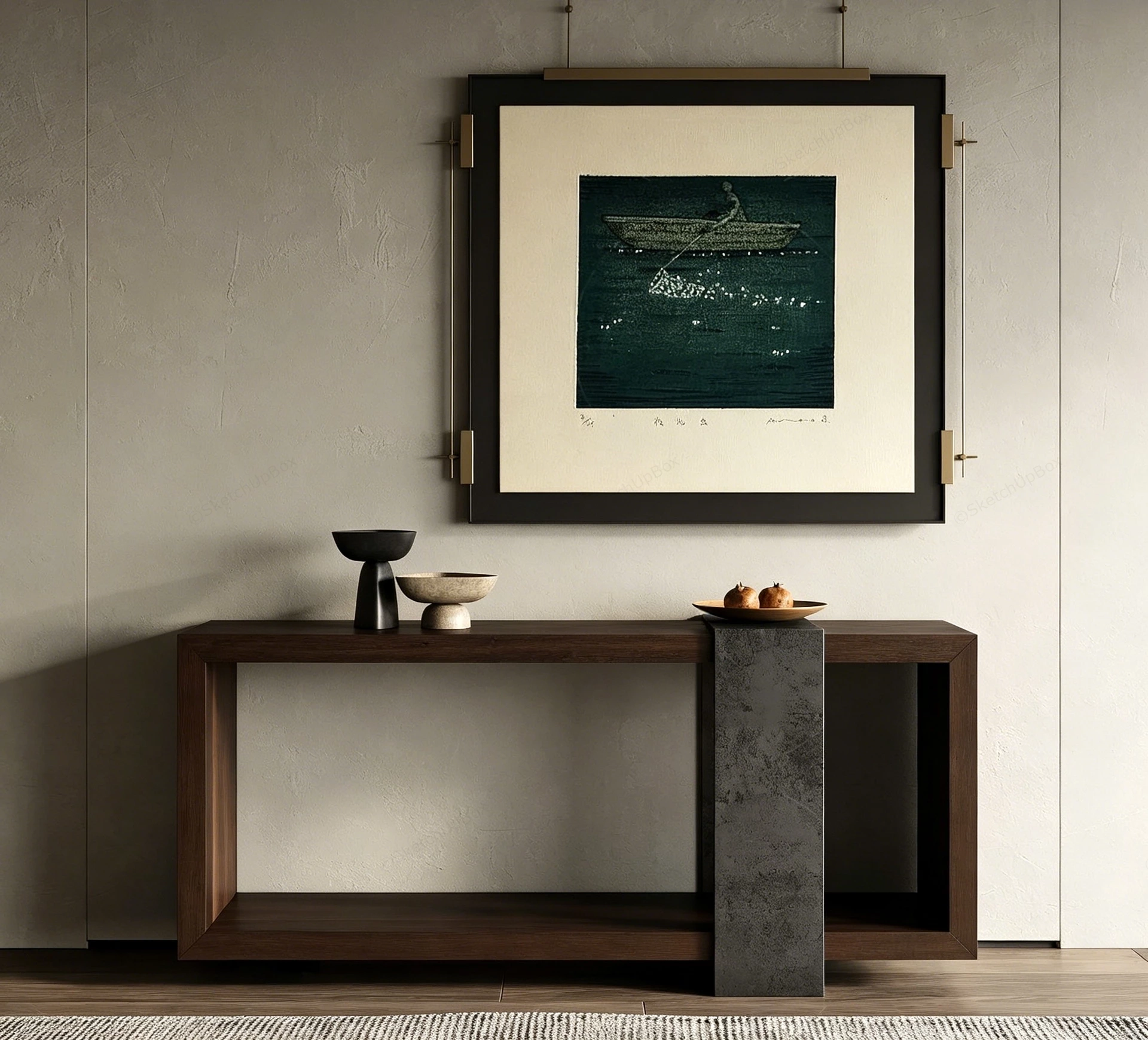 Zen Modern Console Table sketchup model preview - SketchupBox