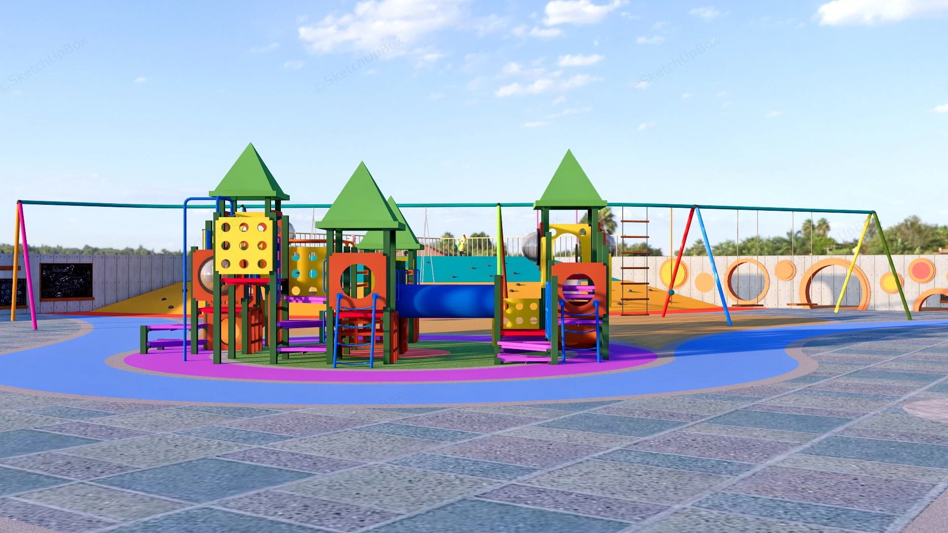 Community Playground Plan sketchup model preview - SketchupBox
