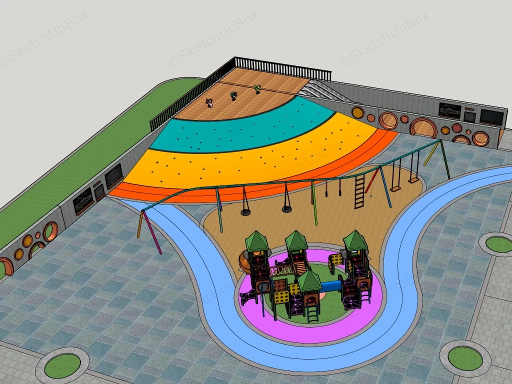 Community Playground Plan sketchup model preview - SketchupBox