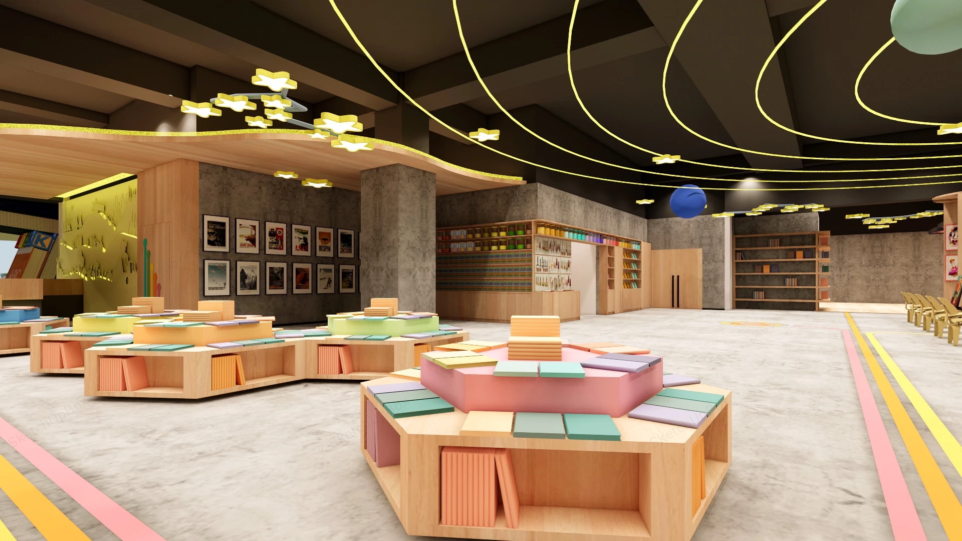 Children's Bookstore Interior Design sketchup model preview - SketchupBox