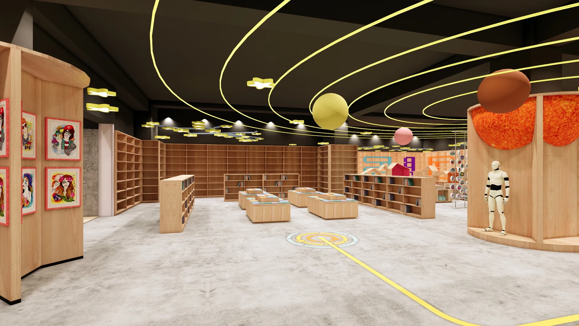 Children's Bookstore Interior Design sketchup model preview - SketchupBox
