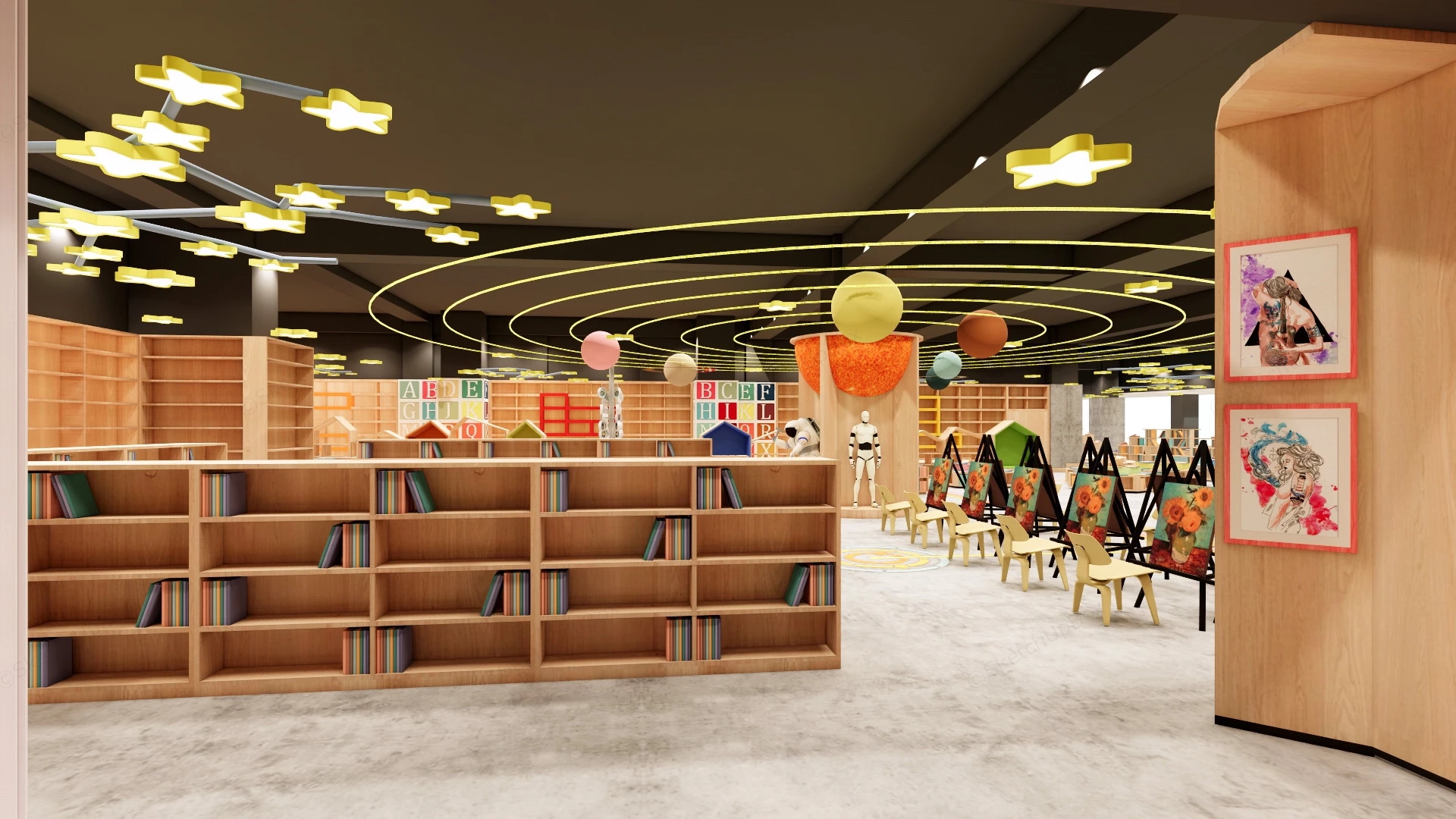 Children's Bookstore Interior Design sketchup model preview - SketchupBox