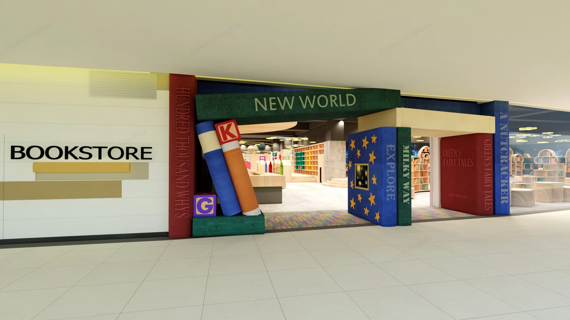 Children's Bookstore Interior Design sketchup model preview - SketchupBox