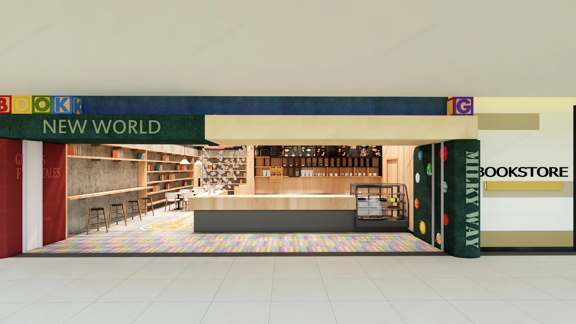 Children's Bookstore Interior Design sketchup model preview - SketchupBox