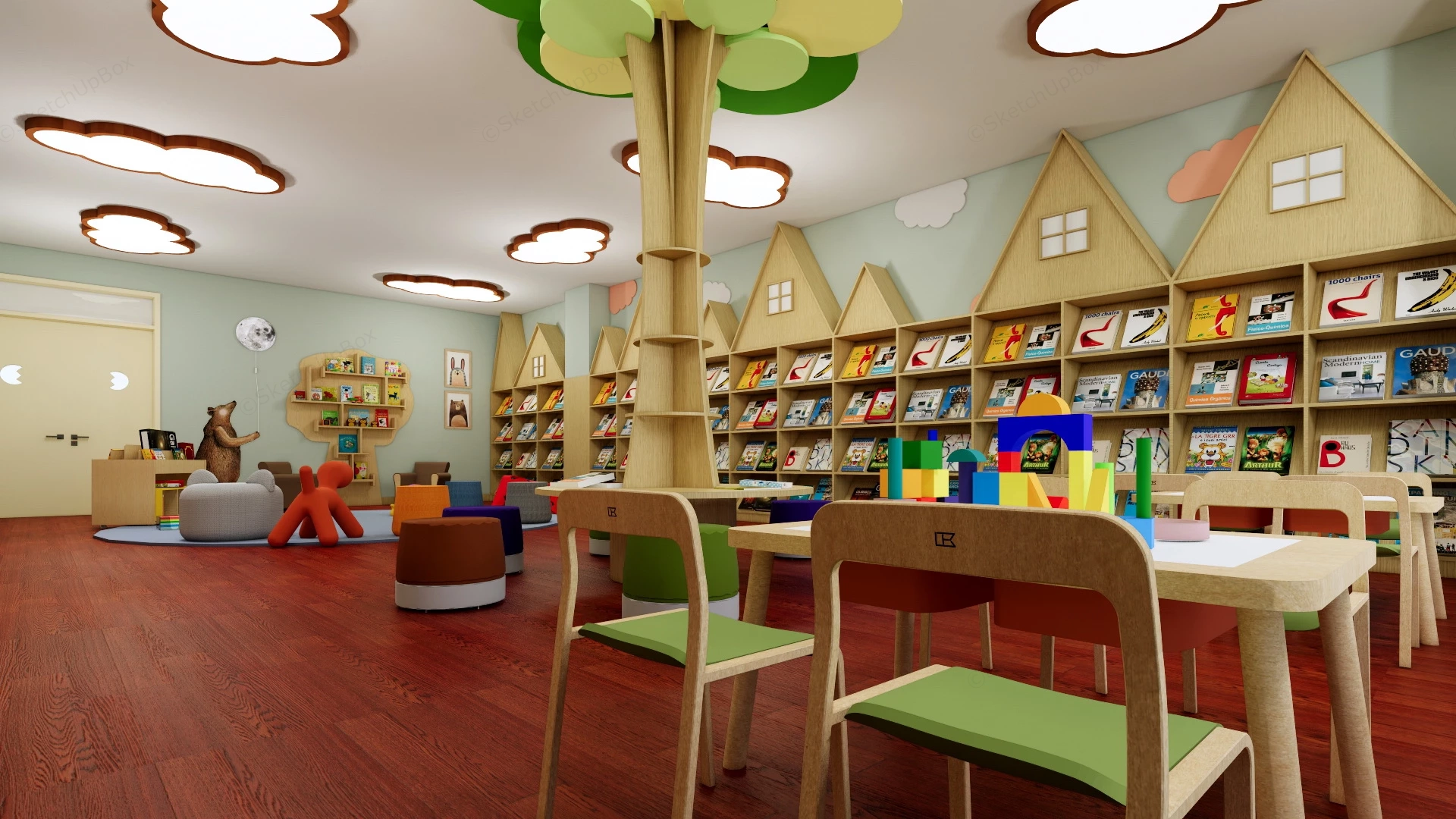 Children Library Reading Room Design sketchup model preview - SketchupBox