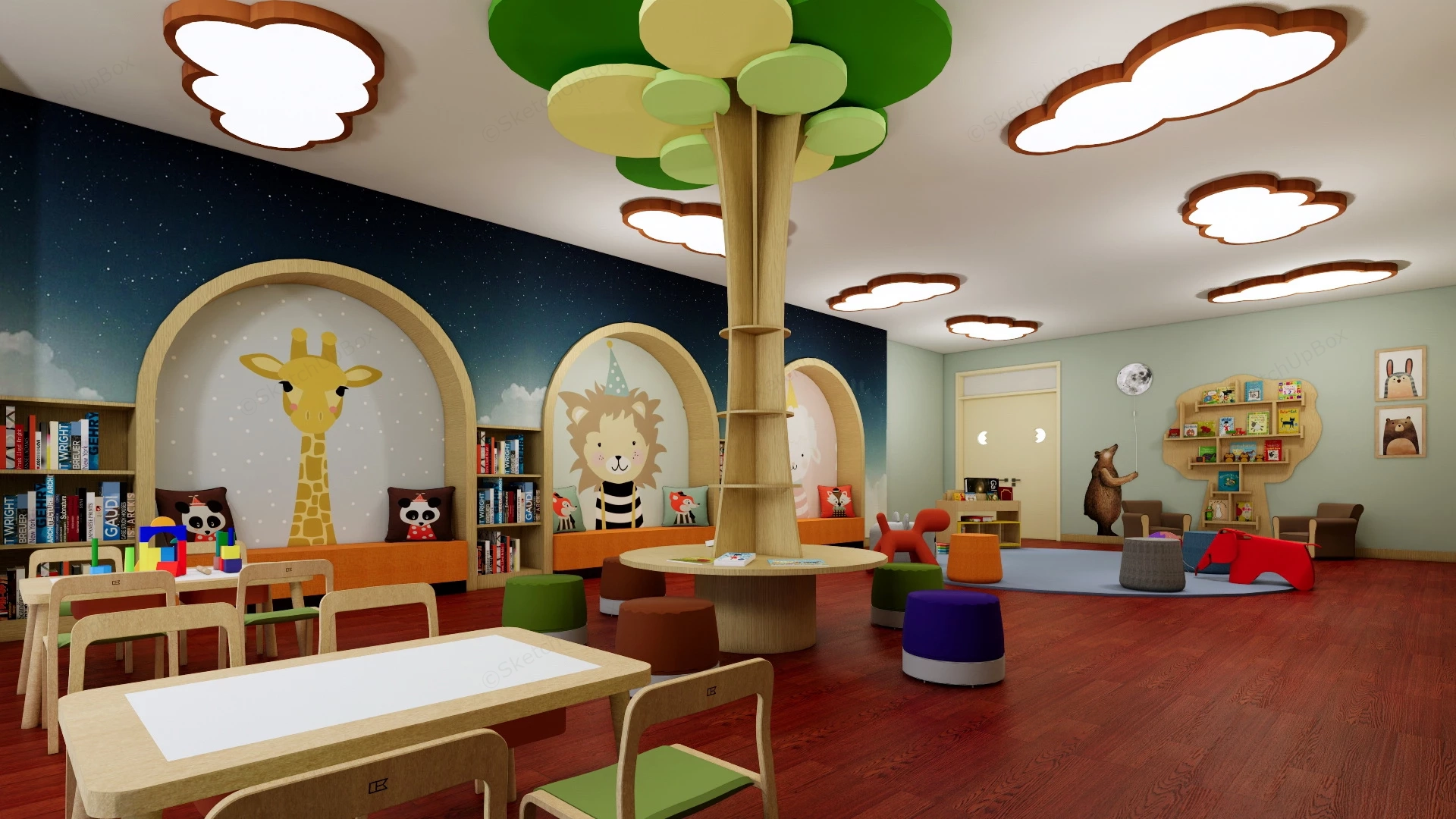 Children Library Reading Room Design sketchup model preview - SketchupBox