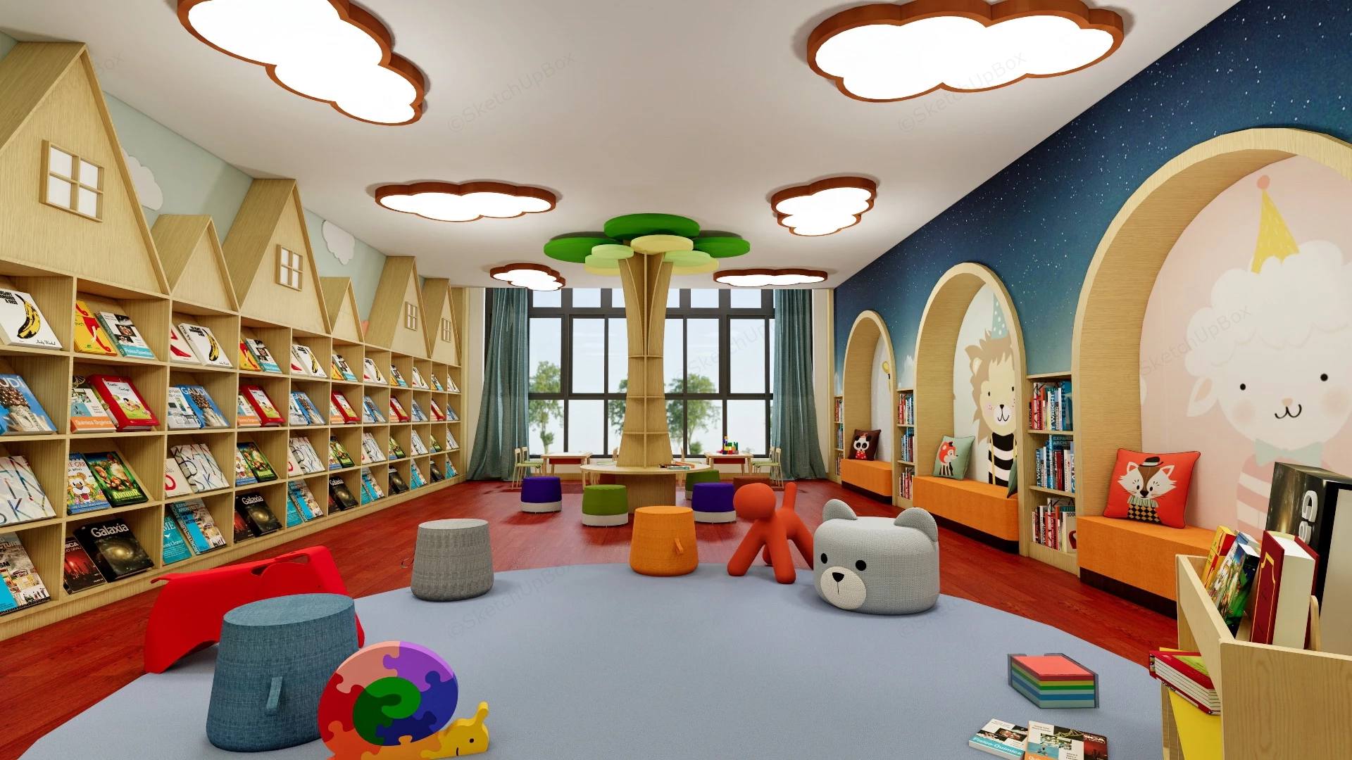 Children Library Reading Room Design sketchup model preview - SketchupBox