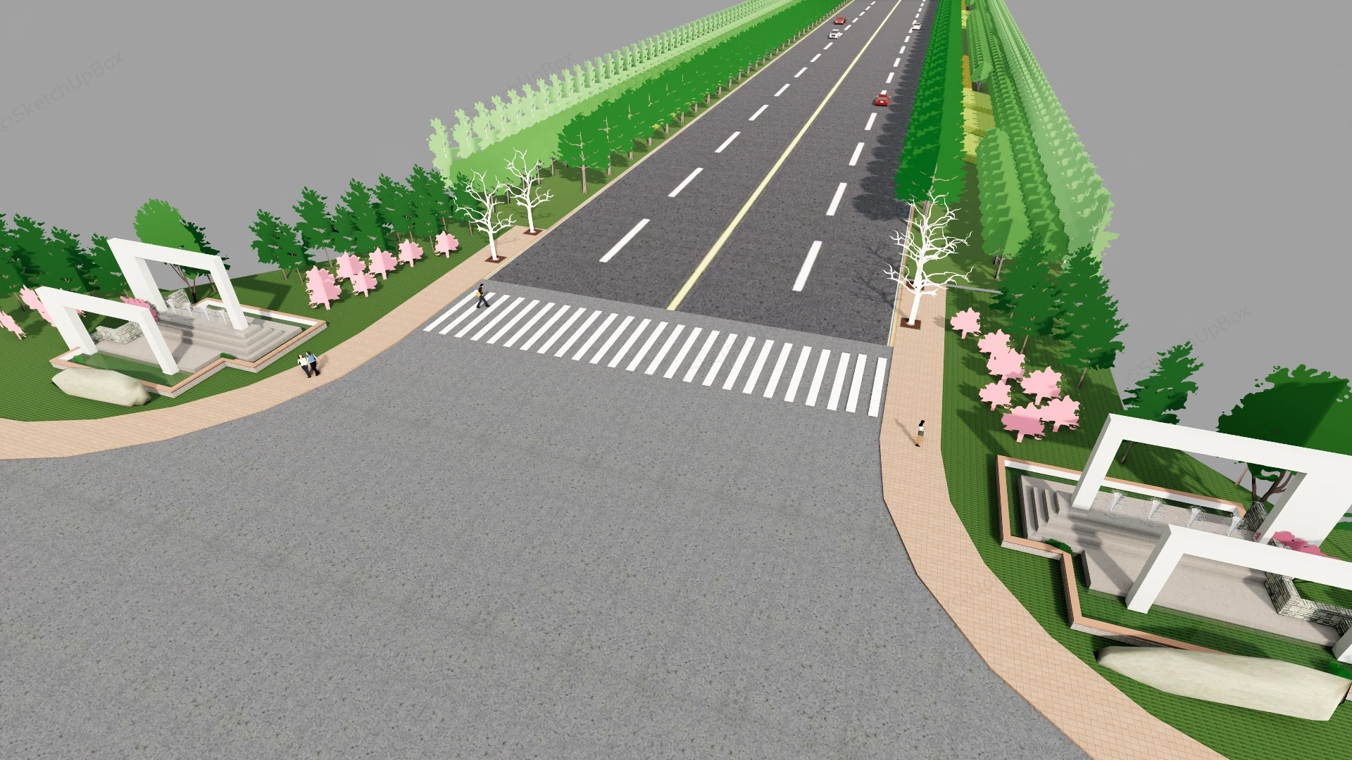 City Road Landscape sketchup model preview - SketchupBox