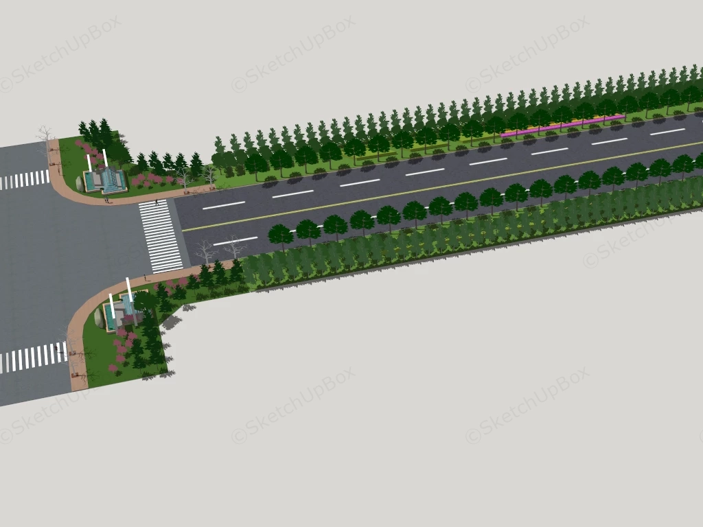City Road Landscape sketchup model preview - SketchupBox