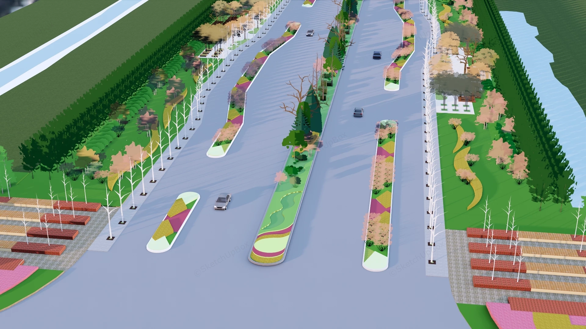 City Road Landscape Design sketchup model preview - SketchupBox