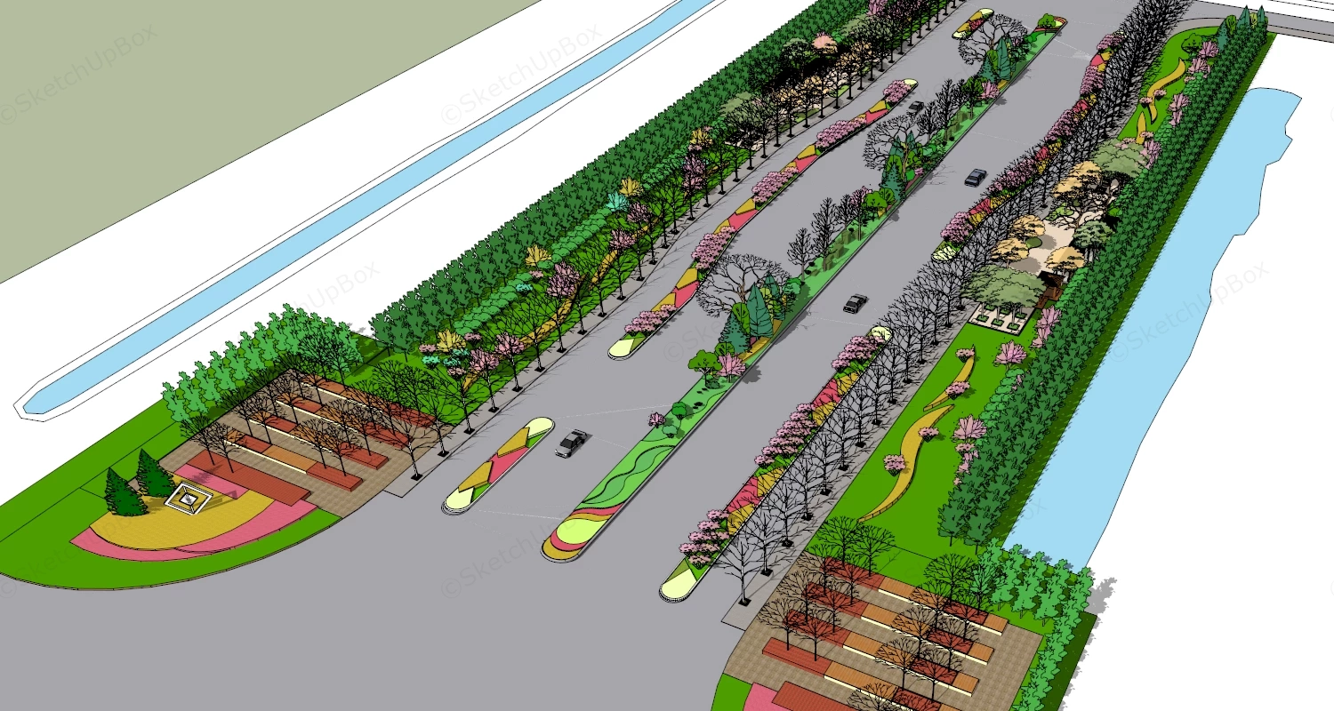 City Road Landscape Design sketchup model preview - SketchupBox