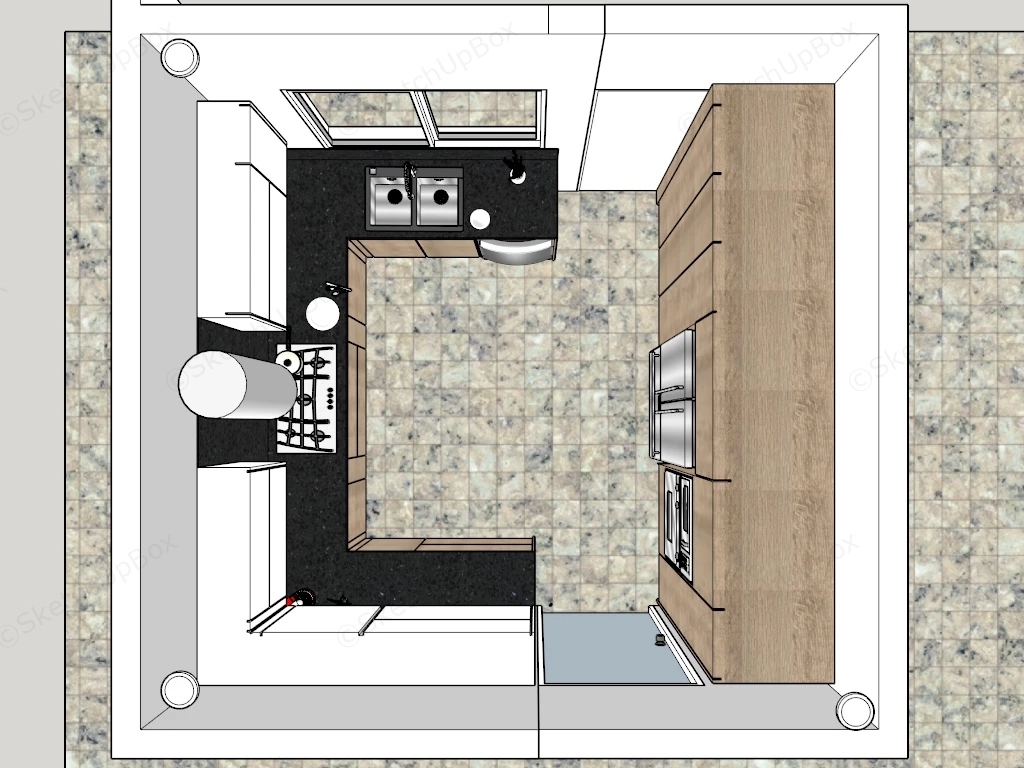 Small Kitchen Design Layout Idea sketchup model preview - SketchupBox