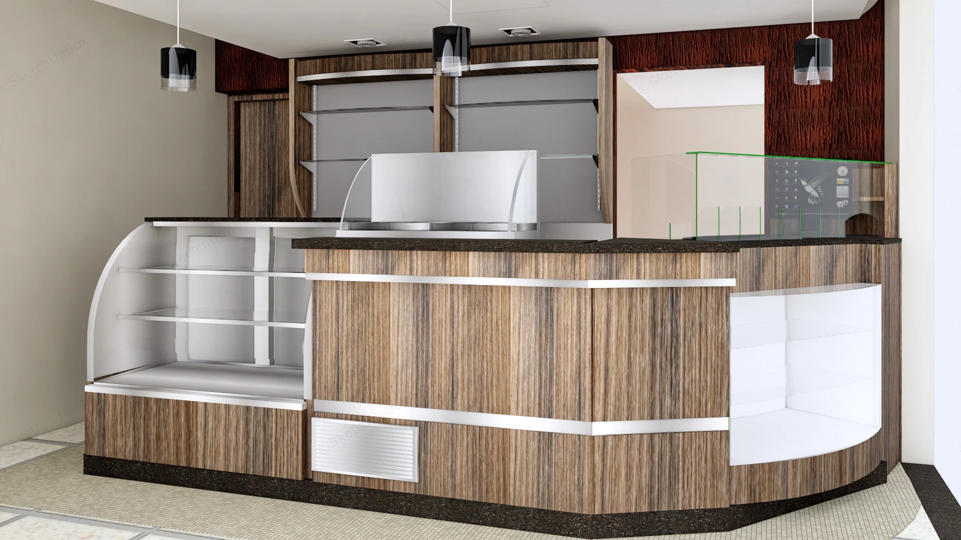 Bakery Bar Counter Design sketchup model preview - SketchupBox