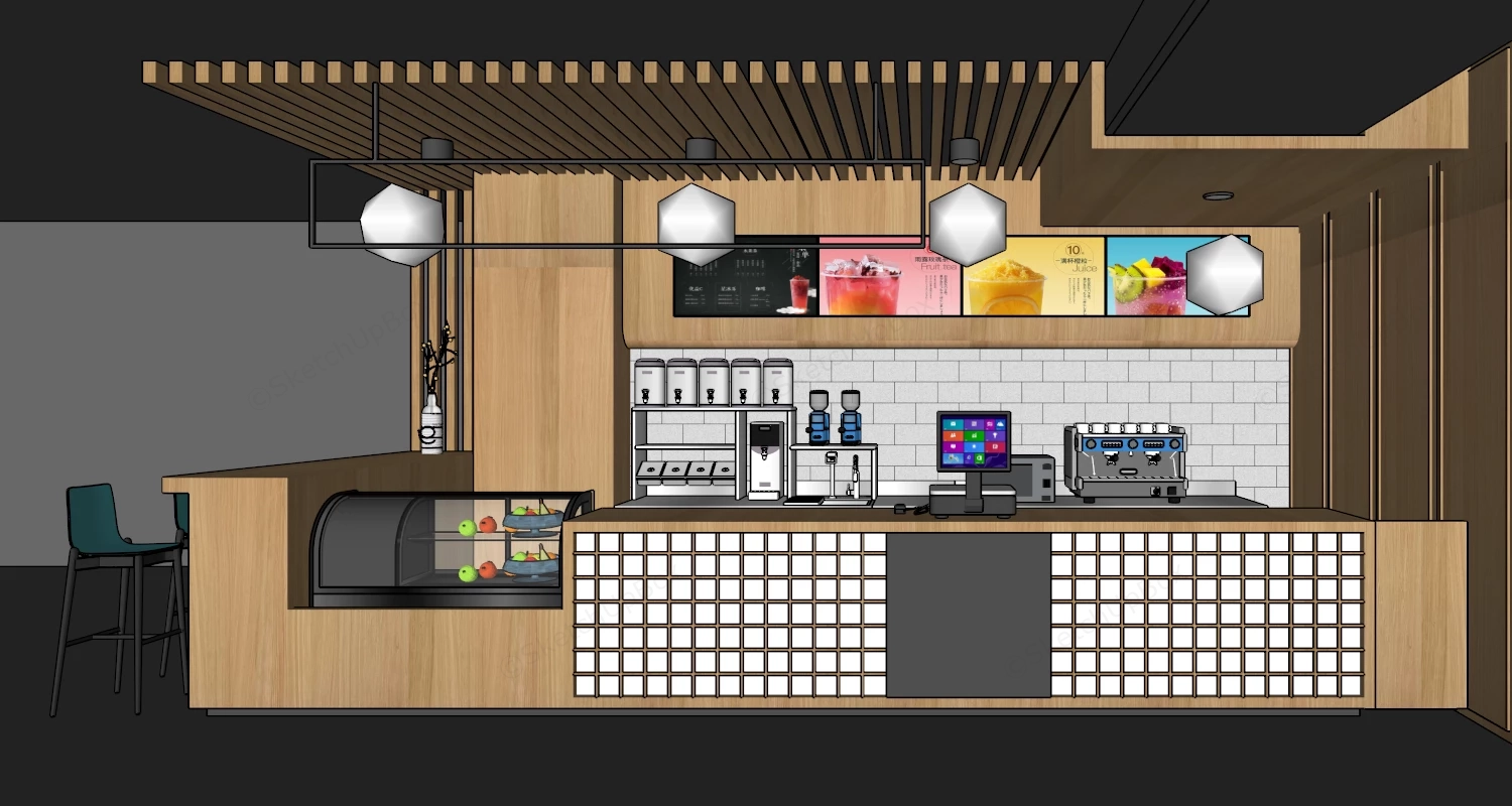 Juice Bar Interior Design sketchup model preview - SketchupBox