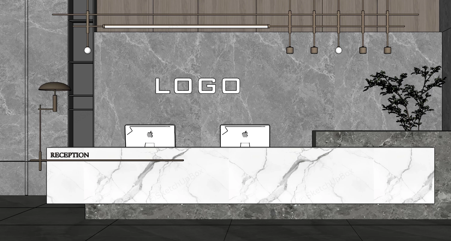 Modern Marble Reception Desk sketchup model preview - SketchupBox