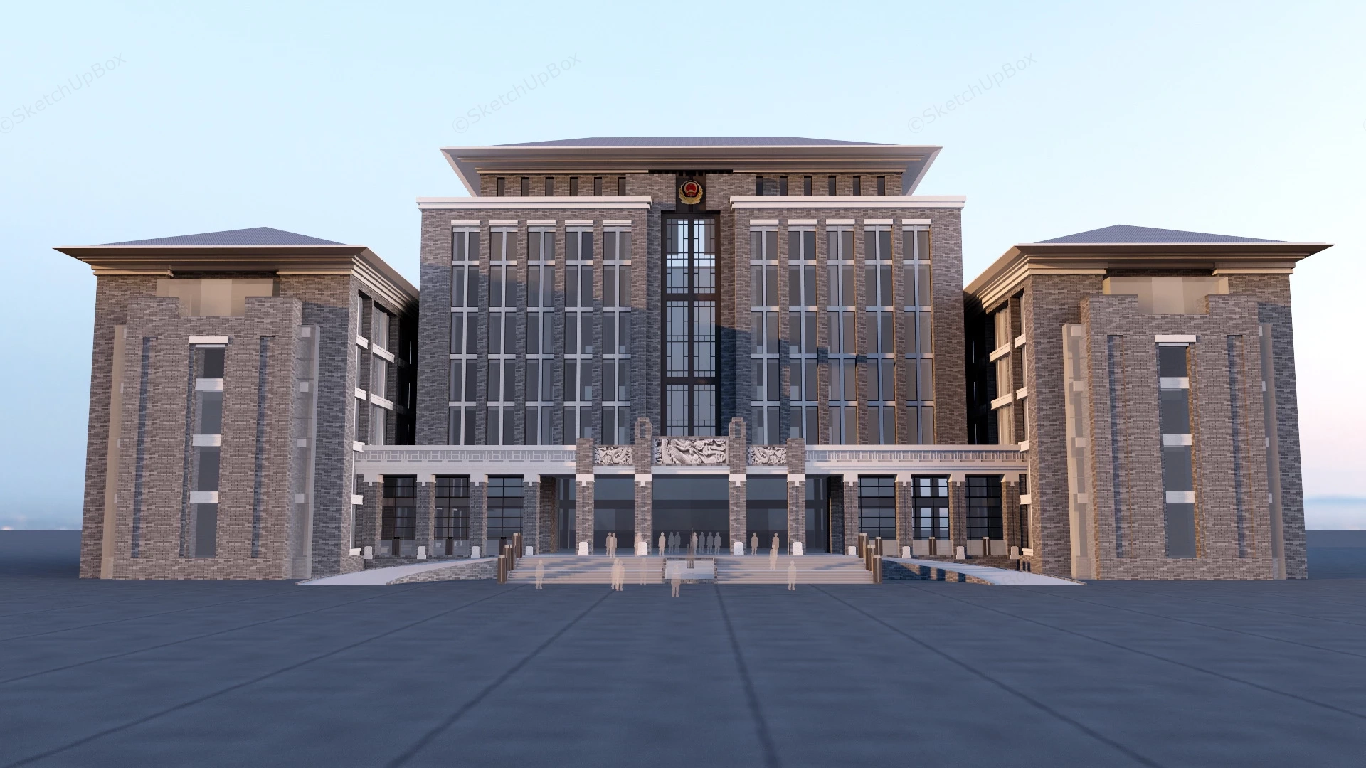Chinese Courthouse Architecture sketchup model preview - SketchupBox