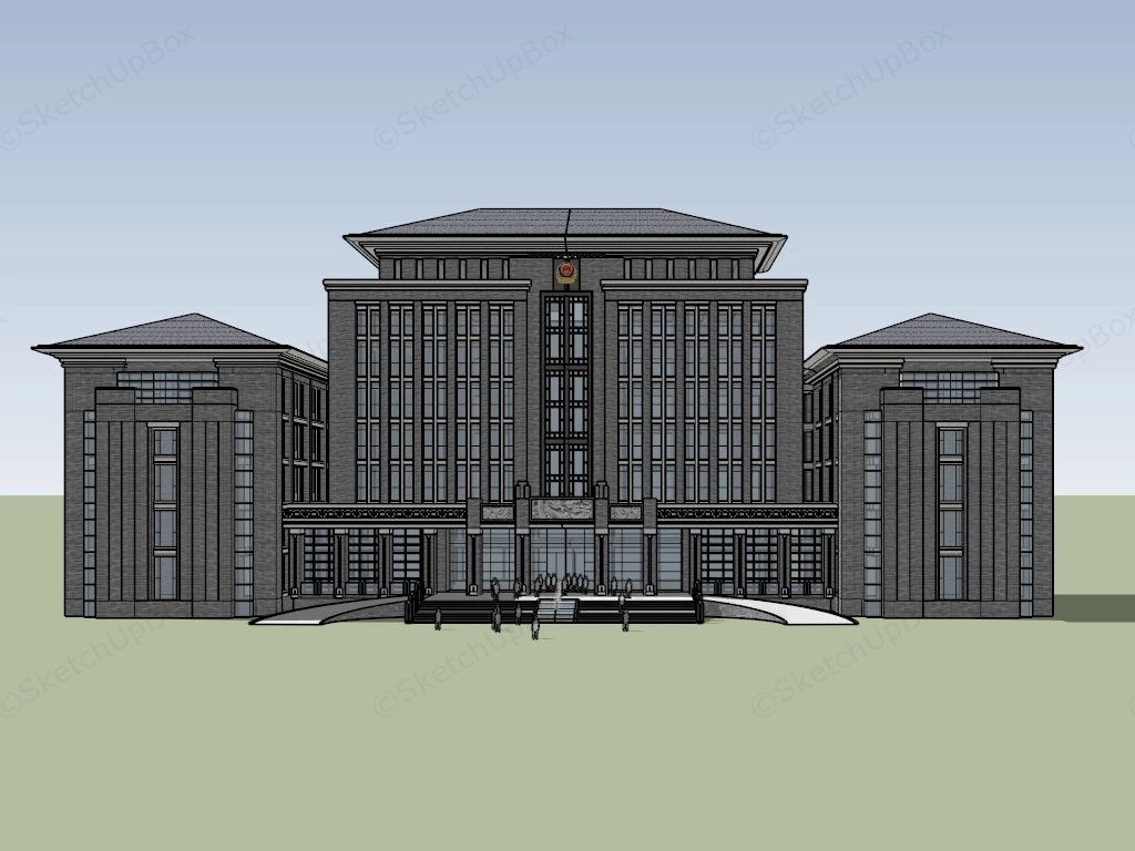 Chinese Courthouse Architecture sketchup model preview - SketchupBox