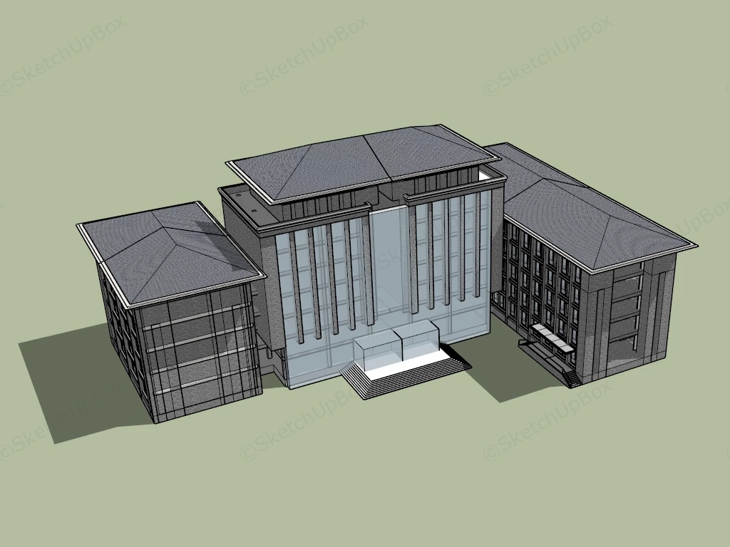 Chinese Courthouse Architecture sketchup model preview - SketchupBox
