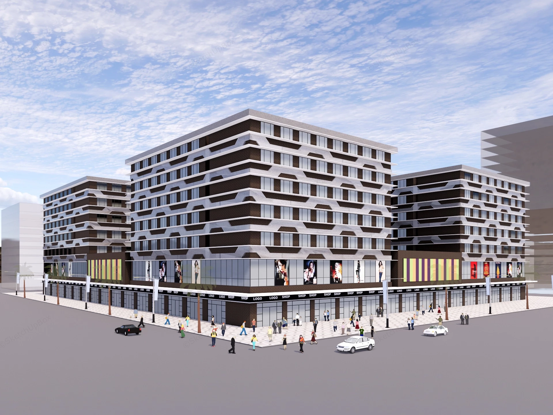 Urban Commercial Complex sketchup model preview - SketchupBox