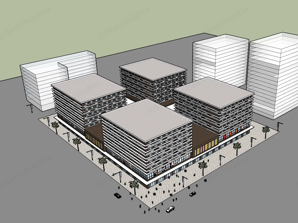 Urban Commercial Complex sketchup model preview - SketchupBox