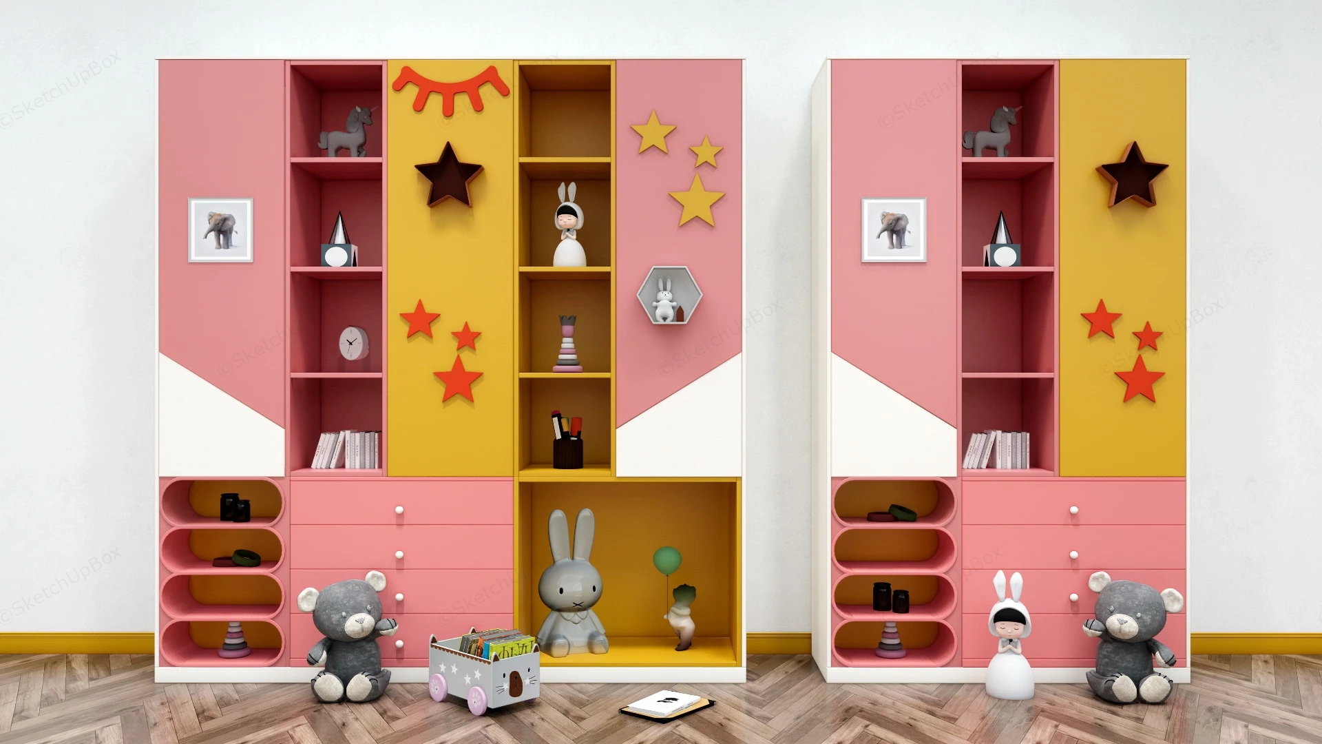 Kids Wardrobe & Toy Storage sketchup model preview - SketchupBox