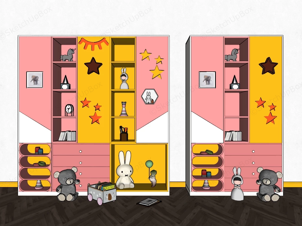 Kids Wardrobe & Toy Storage sketchup model preview - SketchupBox
