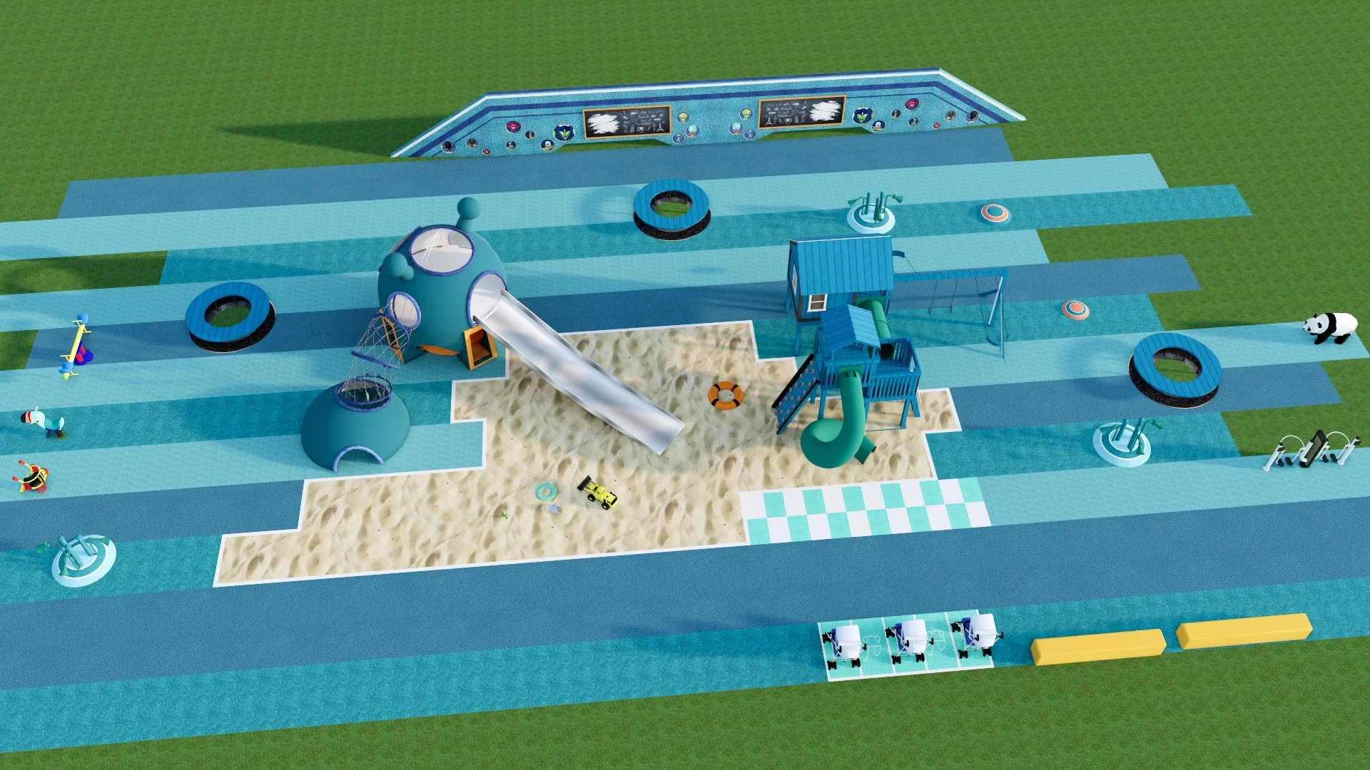 Community Playground Equipment sketchup model preview - SketchupBox