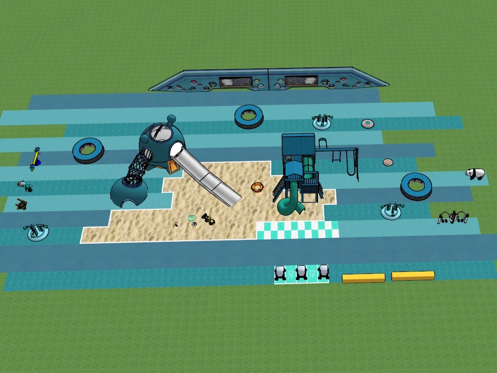 Community Playground Equipment sketchup model preview - SketchupBox