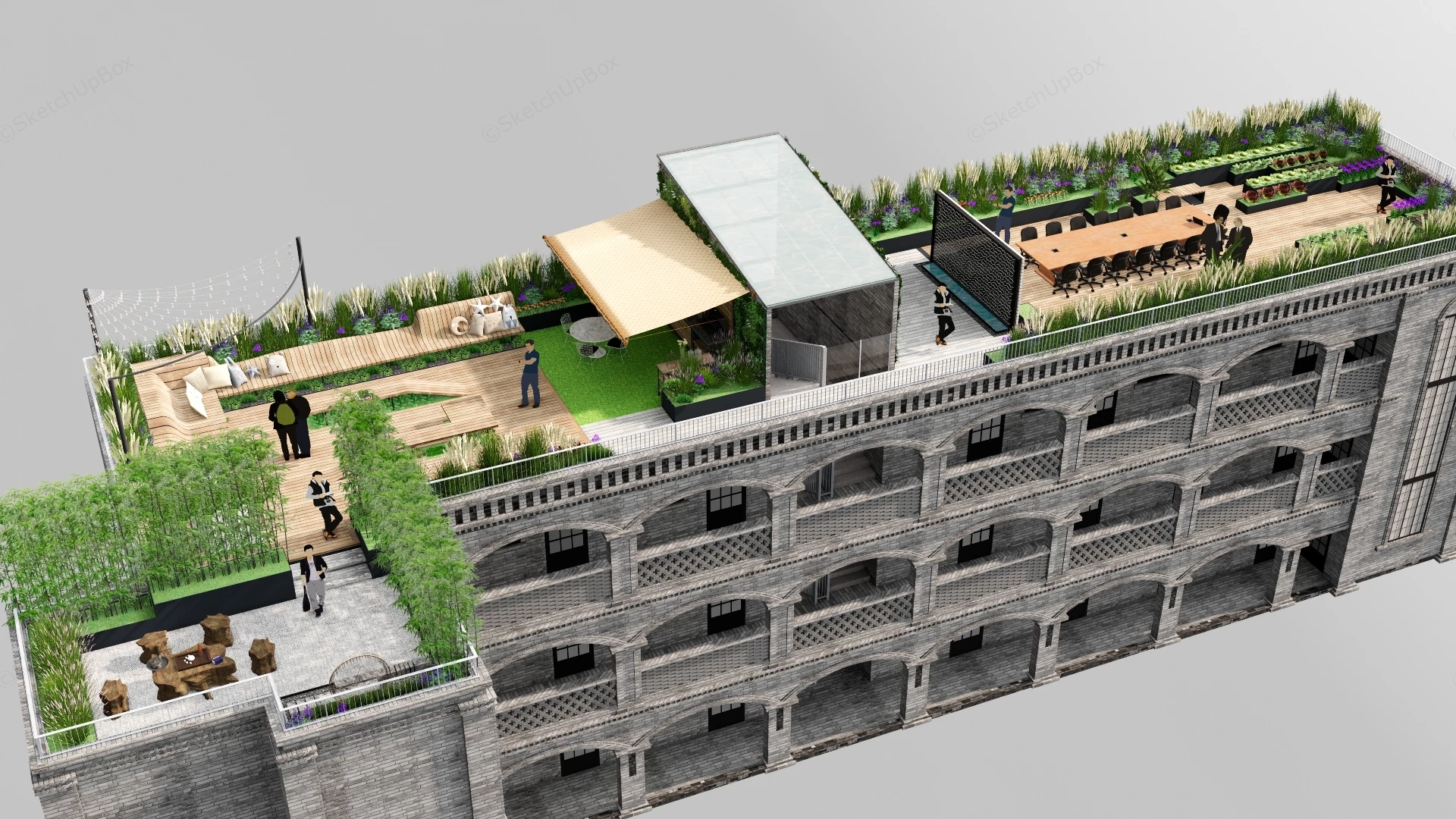 Roof Terrace Garden Design sketchup model preview - SketchupBox