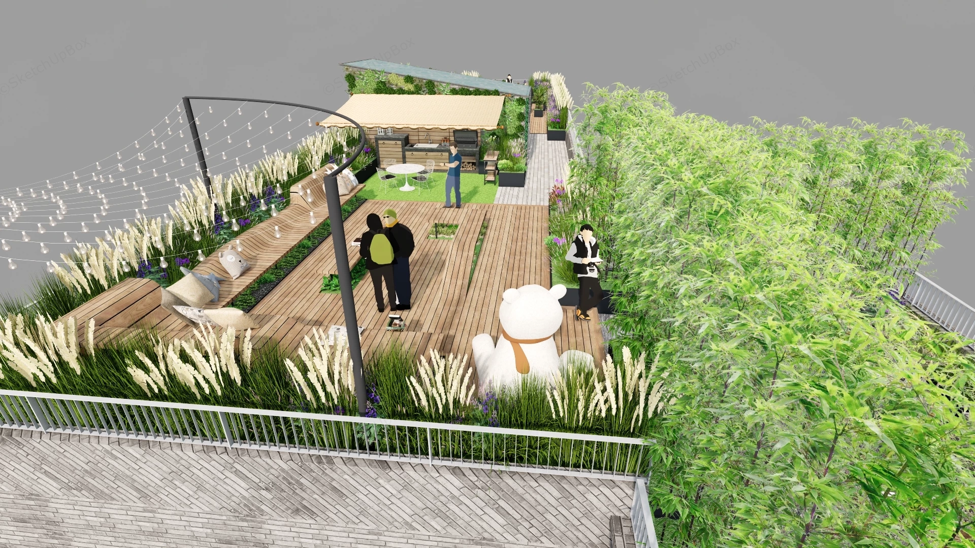 Roof Terrace Garden Design sketchup model preview - SketchupBox