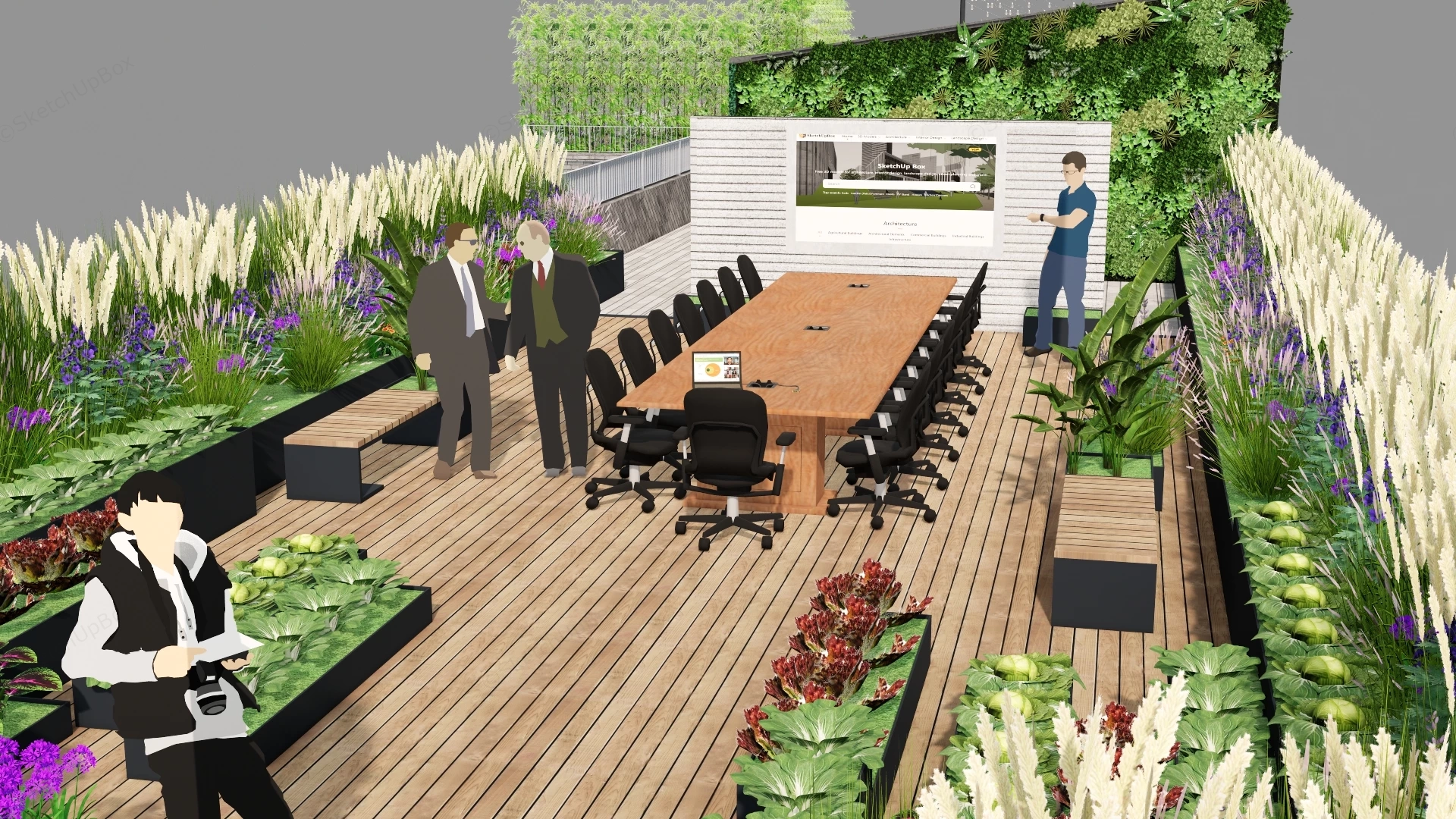 Roof Terrace Garden Design sketchup model preview - SketchupBox